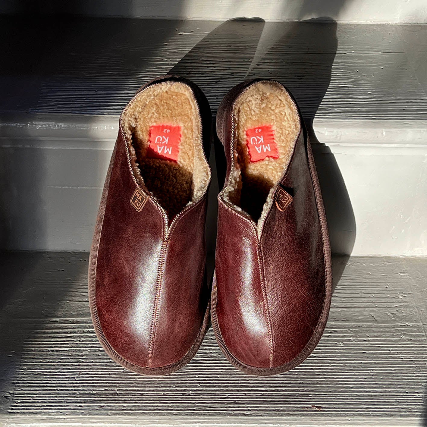 POLIN SOFA BROWN + OATMEAL / Sheepskin slippers