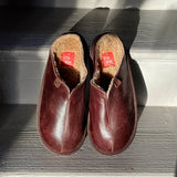 POLIN DARK BROWN + OATMEAL / Sheepskin slippers
