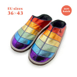 POLIN METALLIC RAINBOW + BLACK / Sheepskin slippers
