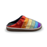 POLIN METALLIC RAINBOW + BLACK / Sheepskin slippers