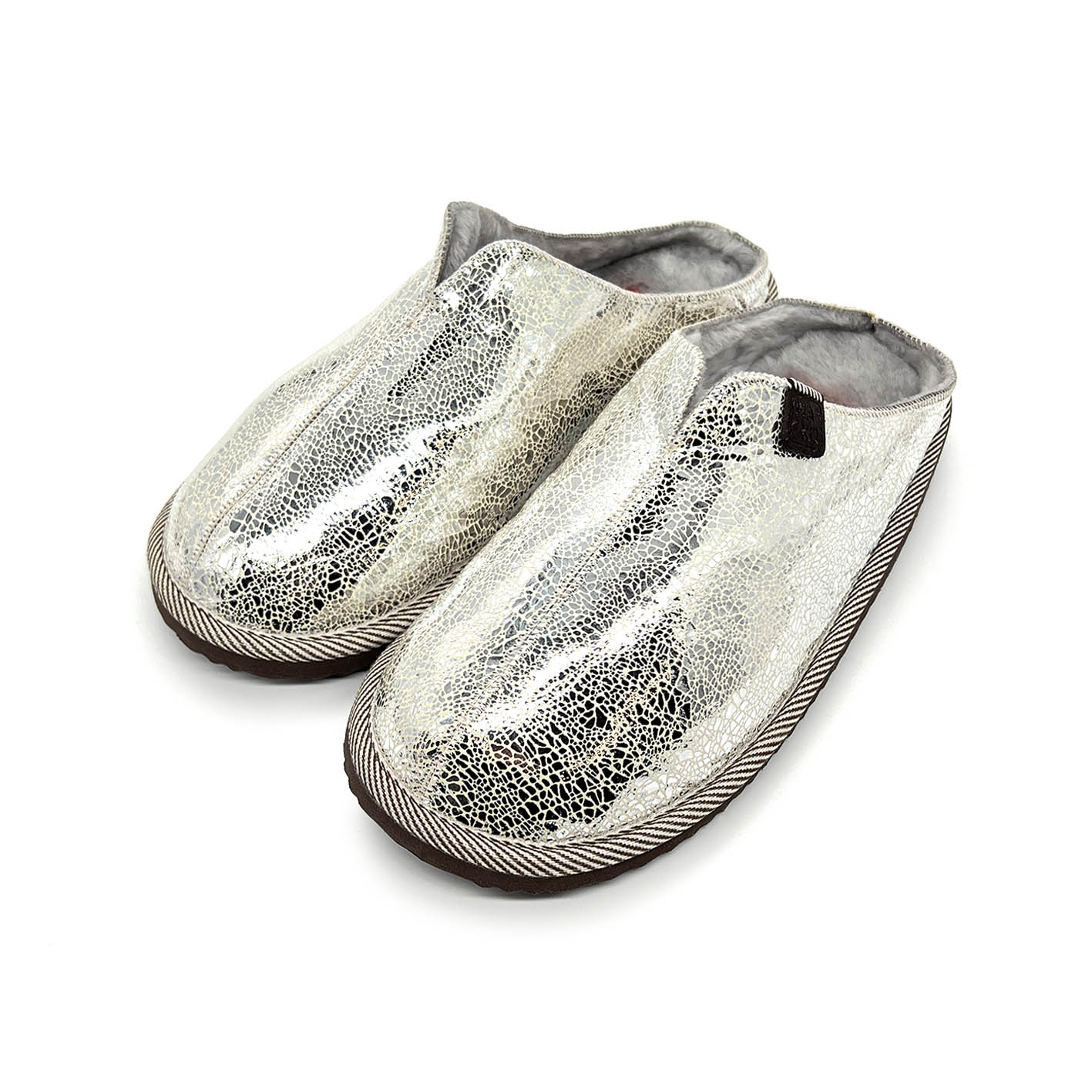 POLIN MOSAIC MIRROR + GREY / Sheepskin slippers