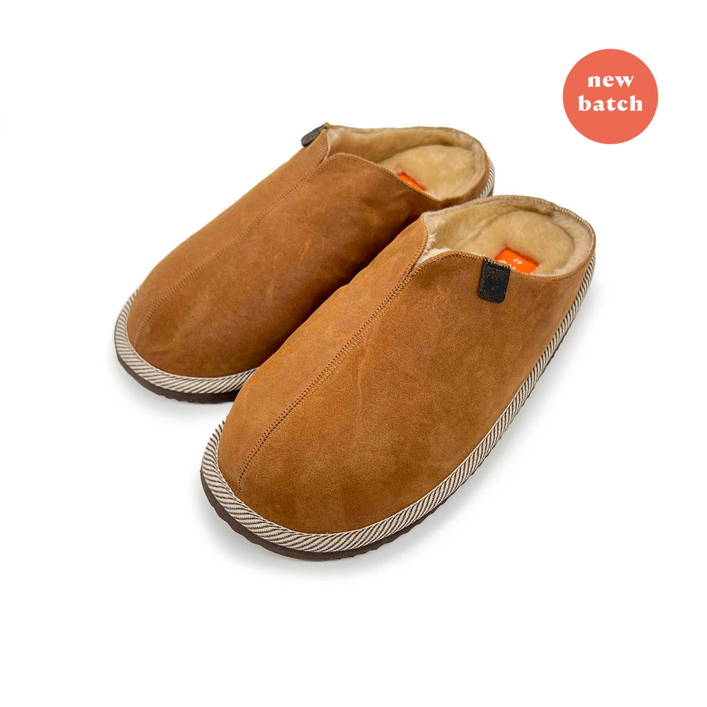 POLIN TAN + OATMEAL / Sheepskin slippers