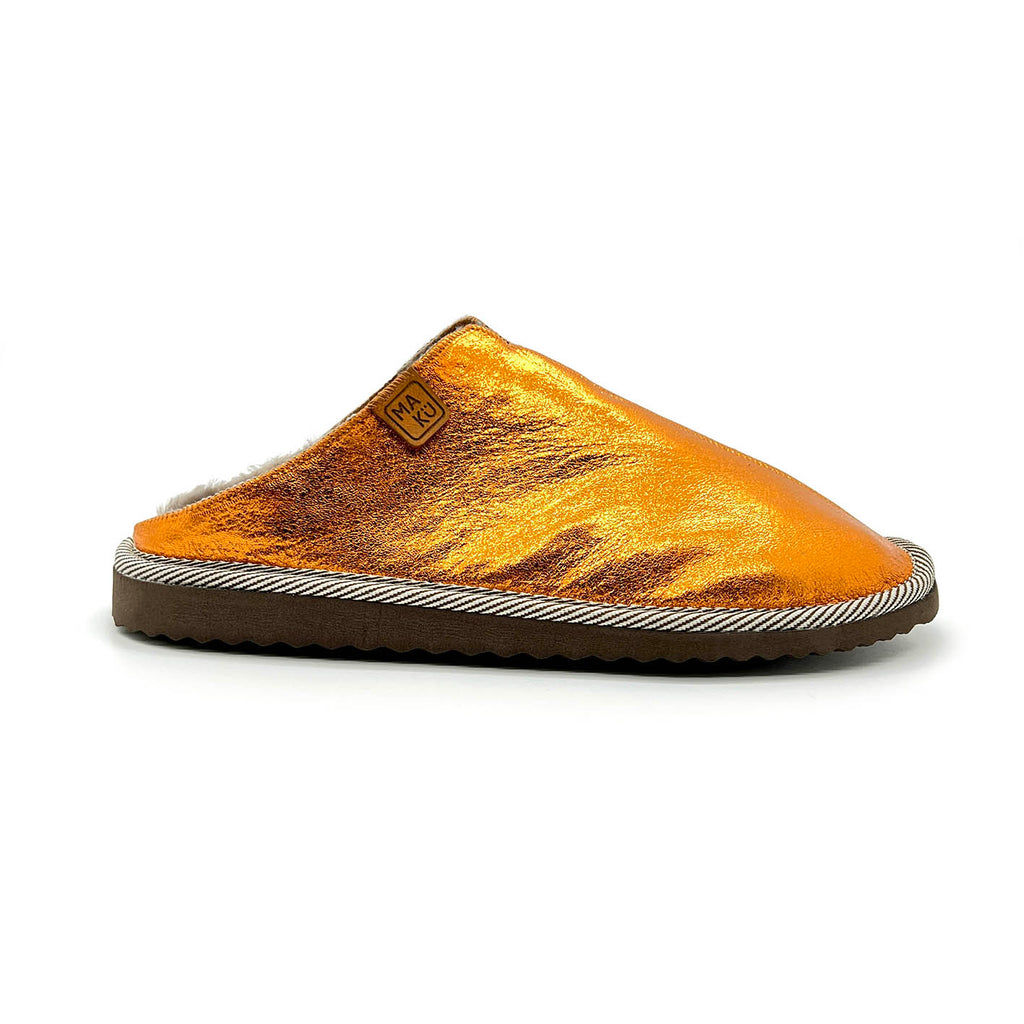POLIN METALLIC TANGERINE NEW / Sheepskin slippers