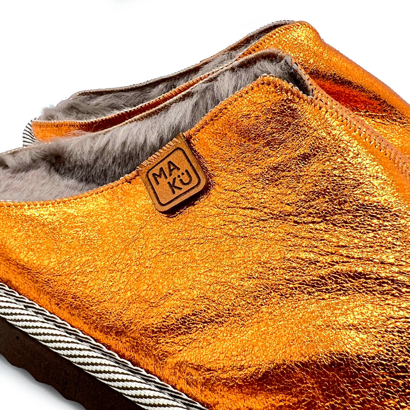 POLIN METALLIC TANGERINE NEW / Sheepskin slippers