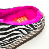 POLIN ZEBRA PRINT + NEON PINK / Sheepskin slippers
