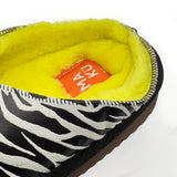 POLIN ZEBRA PRINT + NEON YELLOW / Sheepskin slippers