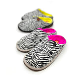 POLIN ZEBRA PRINT + NEON PINK / Sheepskin slippers