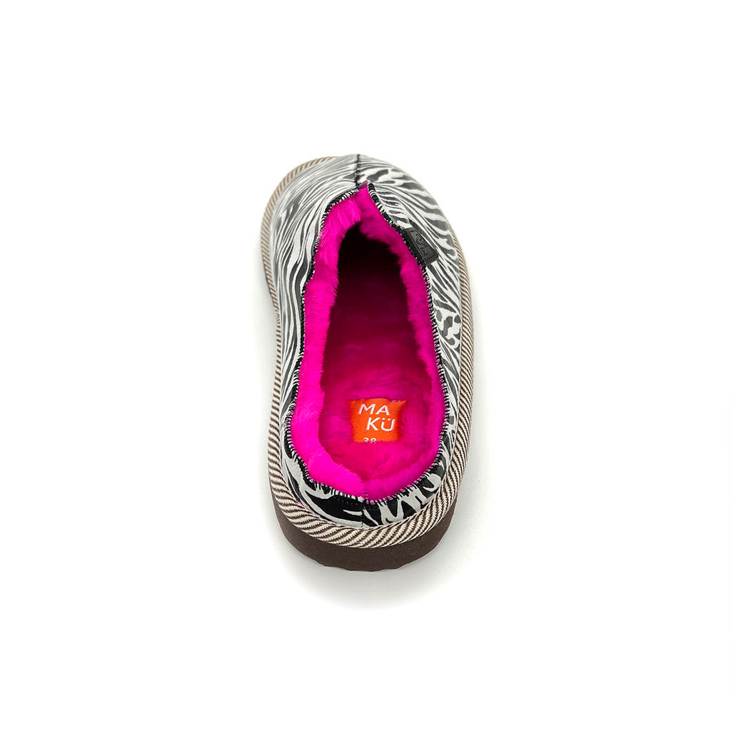 POLIN ZEBRA PRINT + NEON PINK / Sheepskin slippers