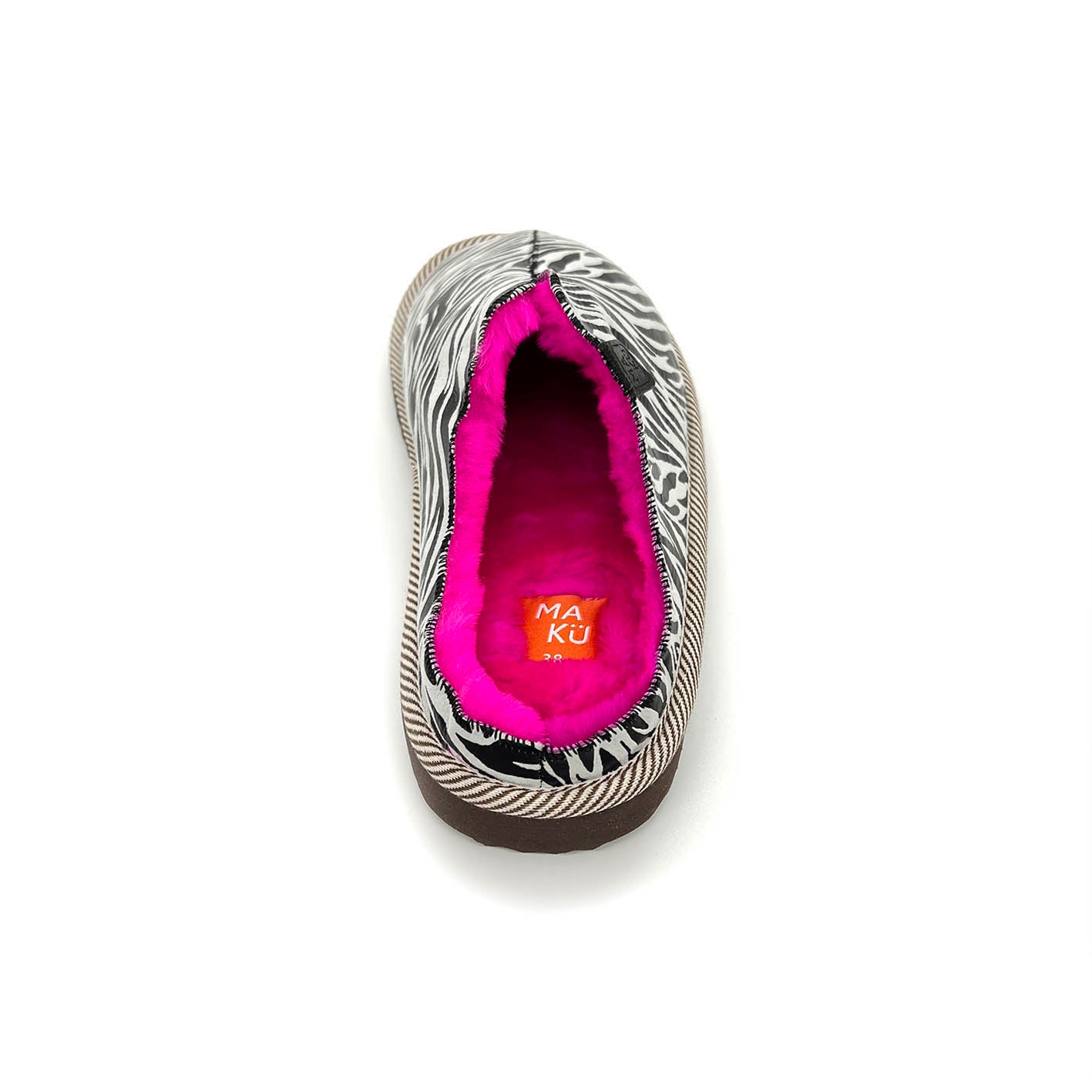 POLIN ZEBRA PRINT + NEON PINK / Sheepskin slippers