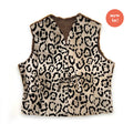 TAIGA Sheepskin Waistcoat - Cappuccino + Black Animal Print / Variegated Brown