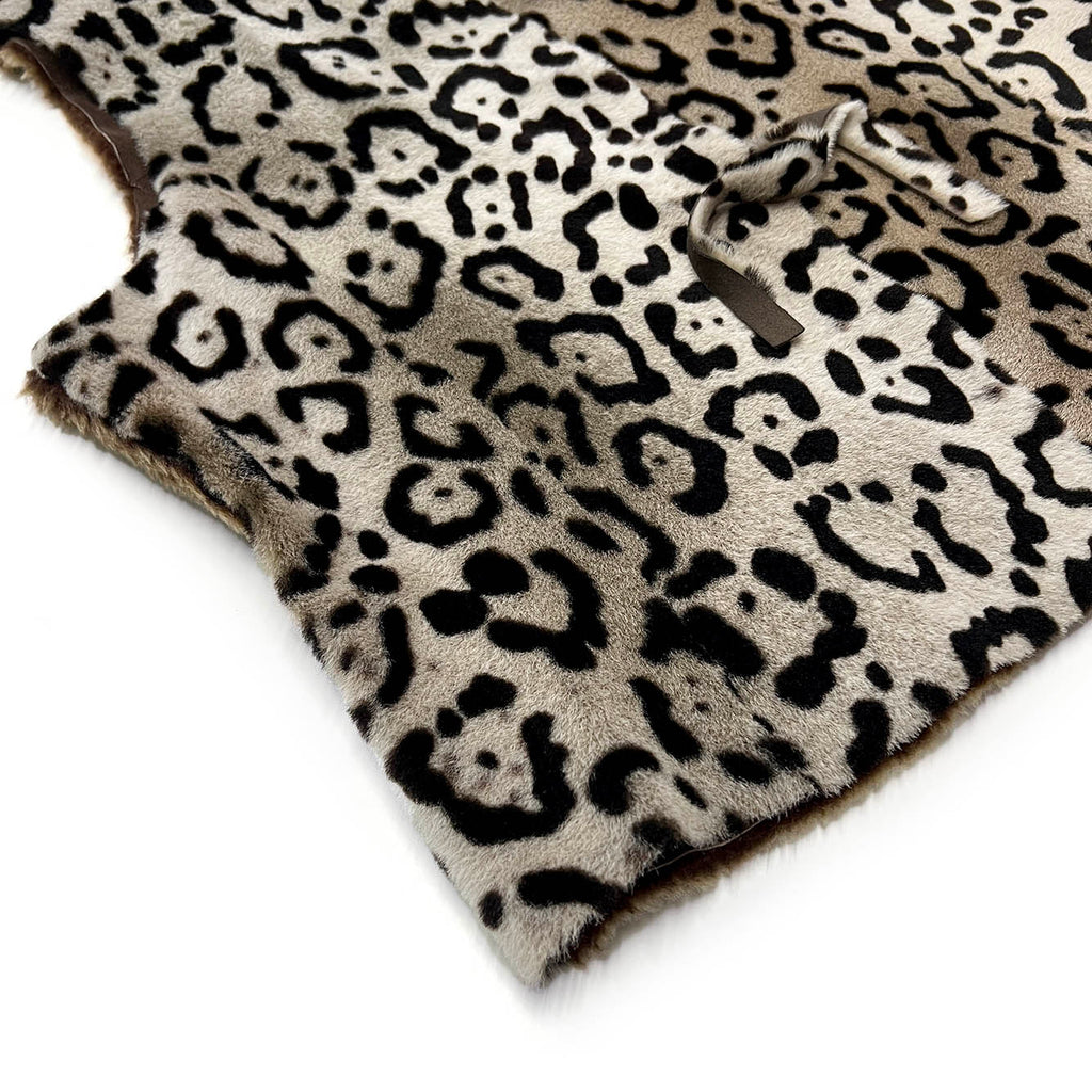 TAIGA Sheepskin Waistcoat - Cappuccino + Black Animal Print / Variegated Brown