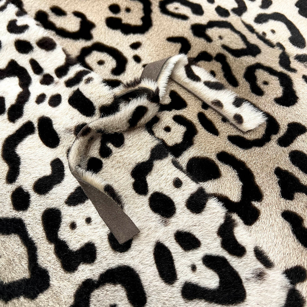 TAIGA Sheepskin Waistcoat - Cappuccino + Black Animal Print / Variegated Brown
