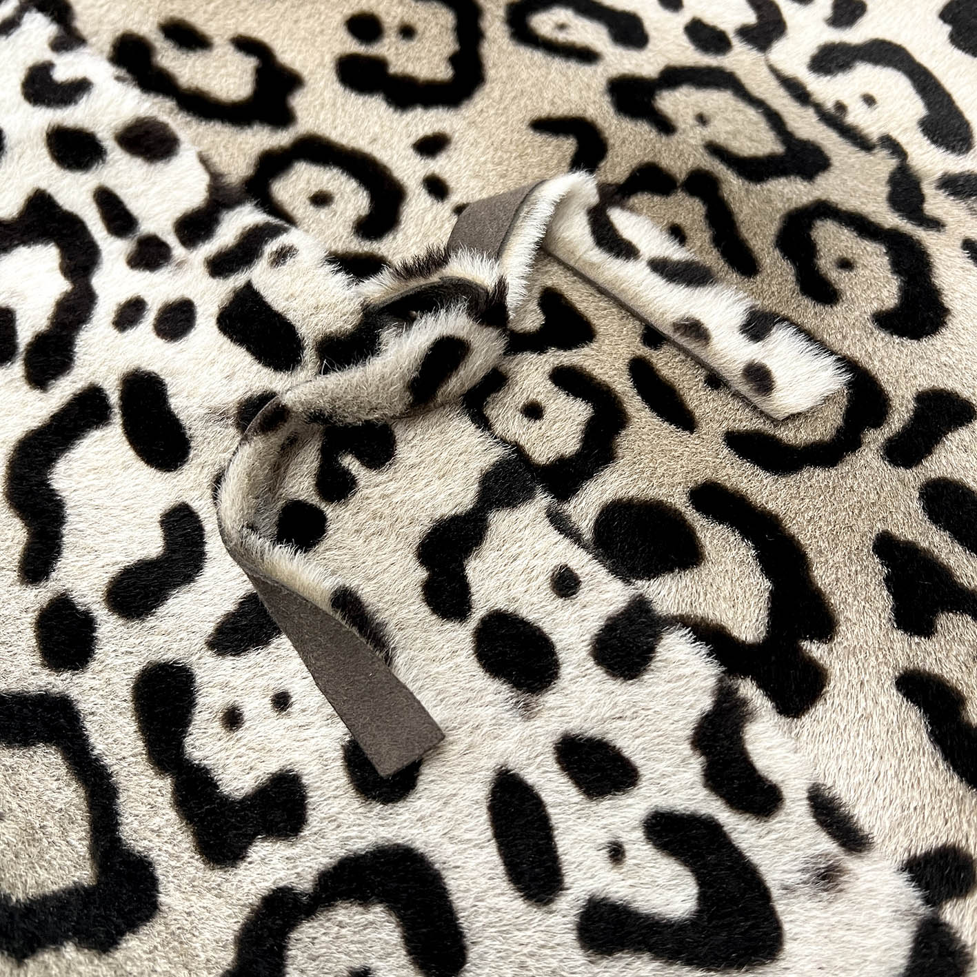 TAIGA Sheepskin Waistcoat - Cappuccino + Black Animal Print / Variegated Brown
