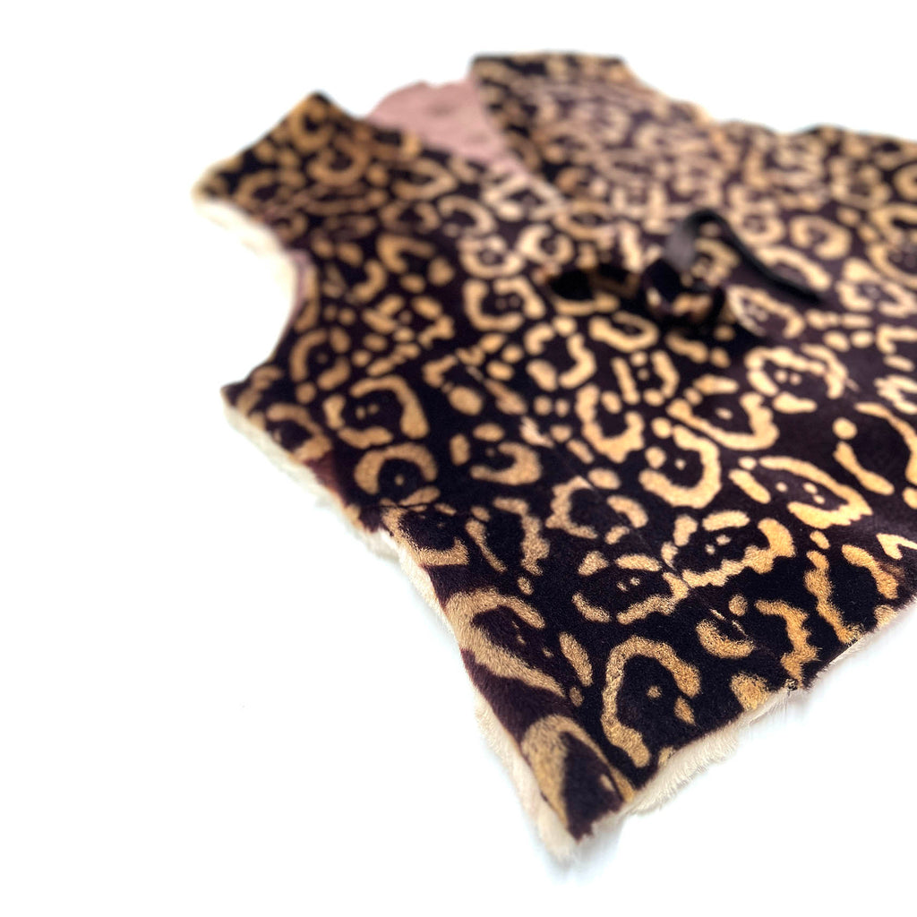 TAIGA Sheepskin Waistcoat - Cocoa + Brown Animal Print / Natural