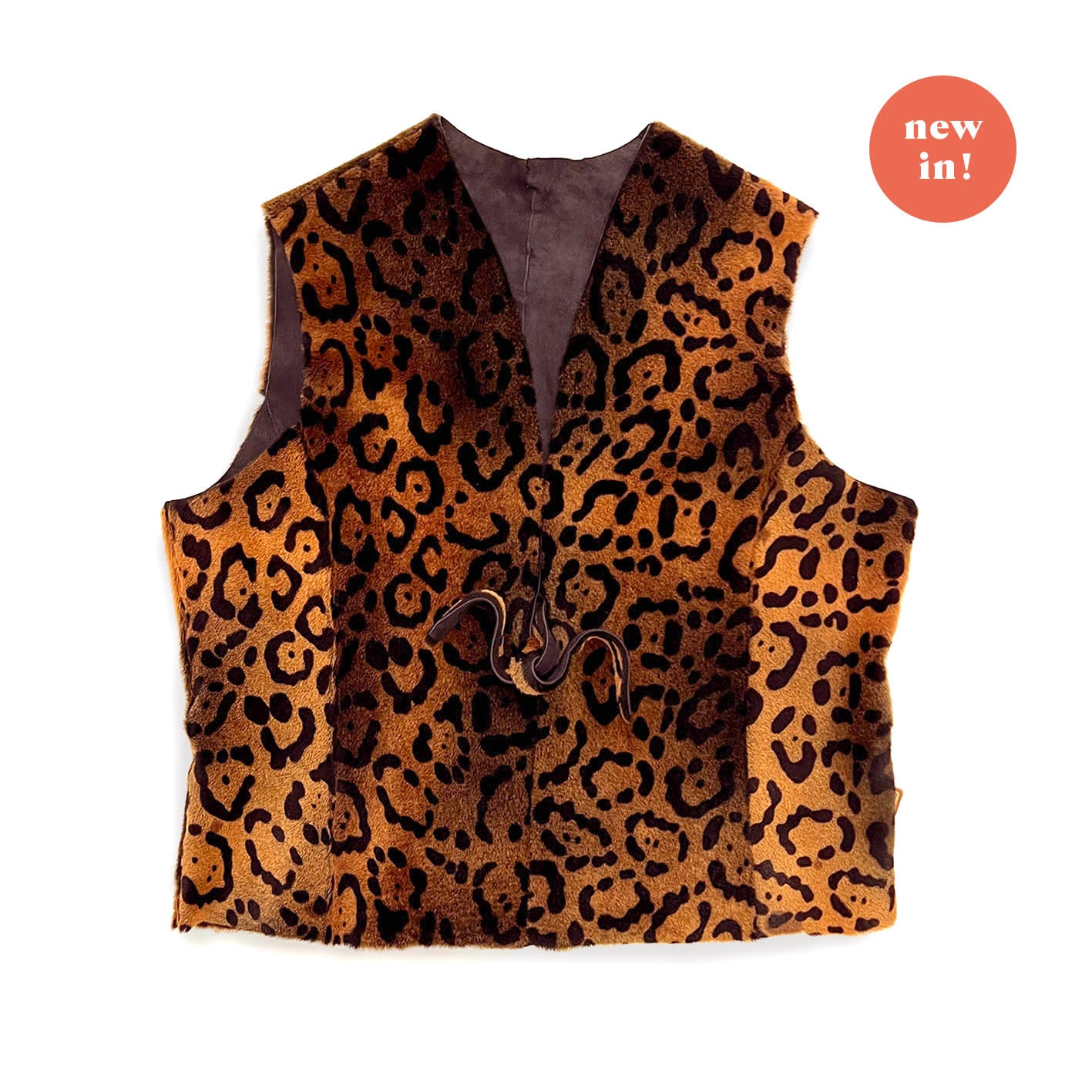 TAIGA Sheepskin Waistcoat - Copper + Black Animal Print / Variegated Copper