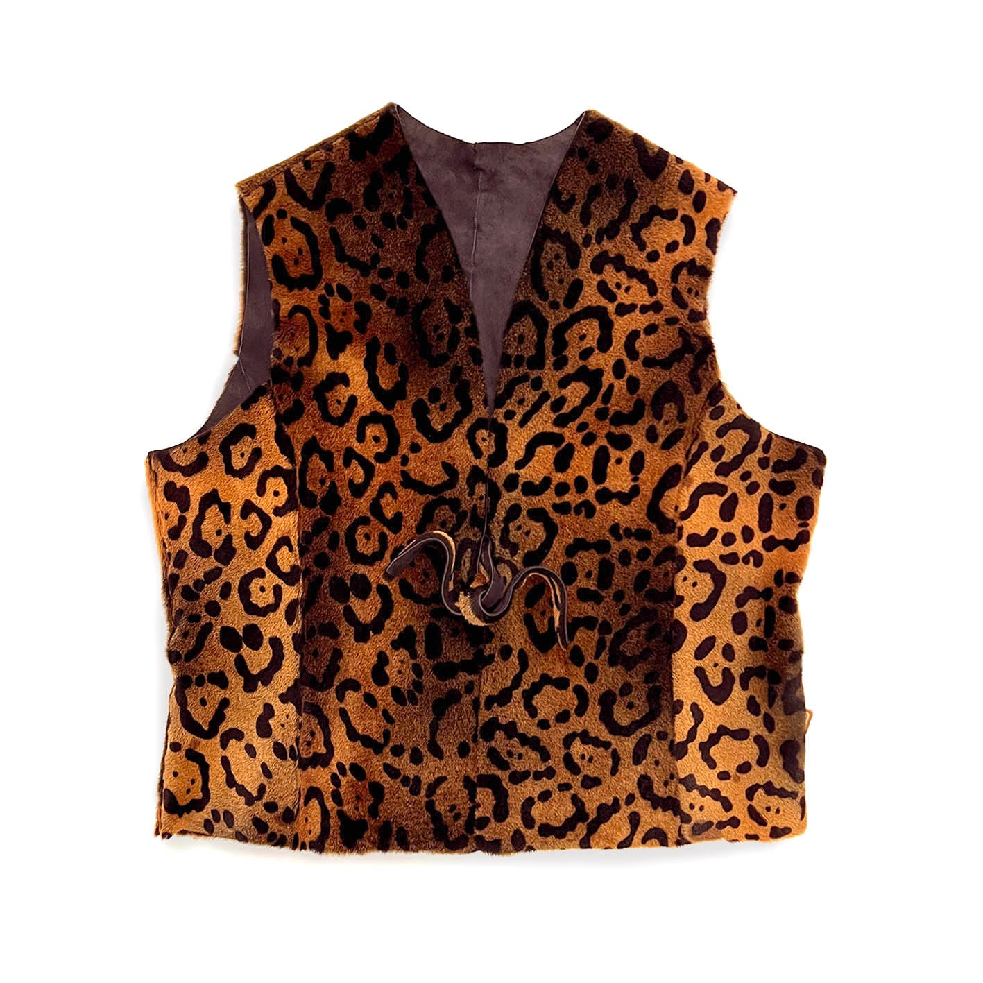 TAIGA Sheepskin Waistcoat - Copper + Black Animal Print / Variegated Copper