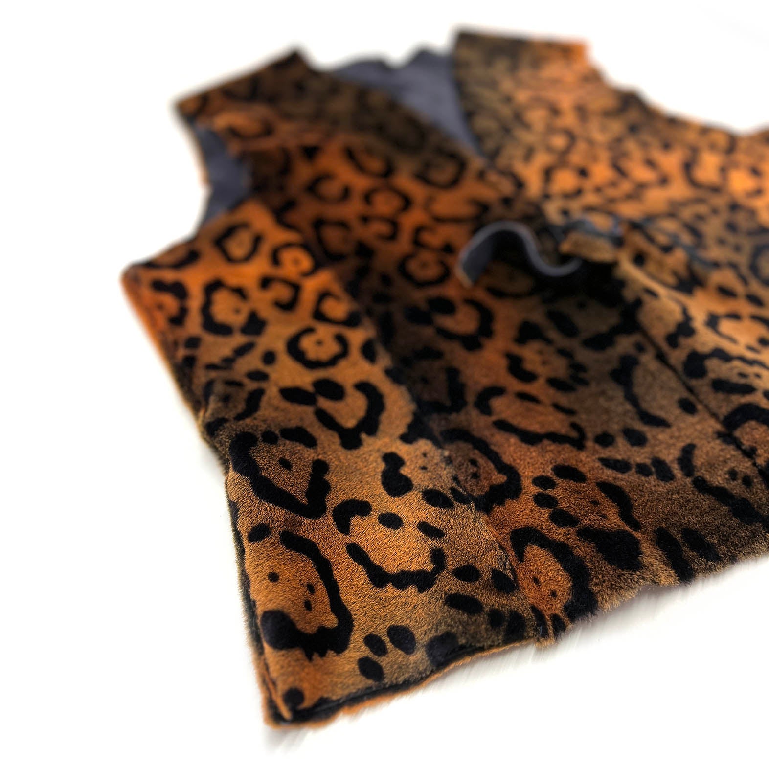 TAIGA Sheepskin Waistcoat - Copper + Black Animal Print / Variegated Copper