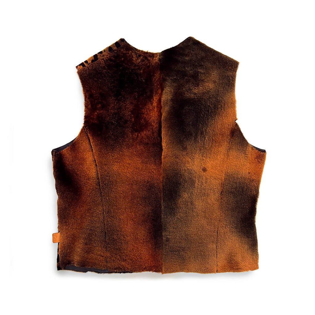 TAIGA Sheepskin Waistcoat - Copper + Black Animal Print / Variegated Copper