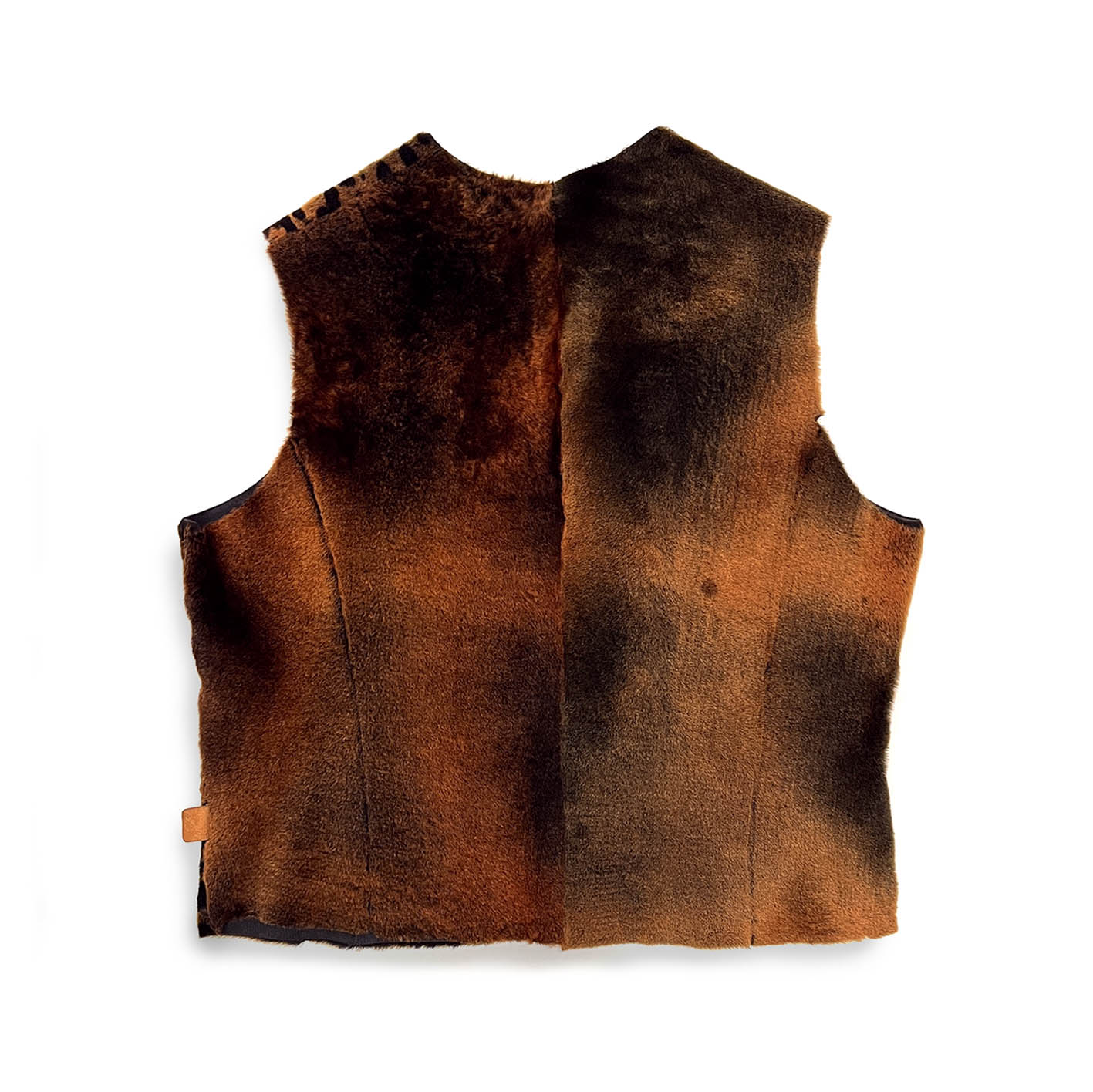 TAIGA Sheepskin Waistcoat - Copper + Black Animal Print / Variegated Copper