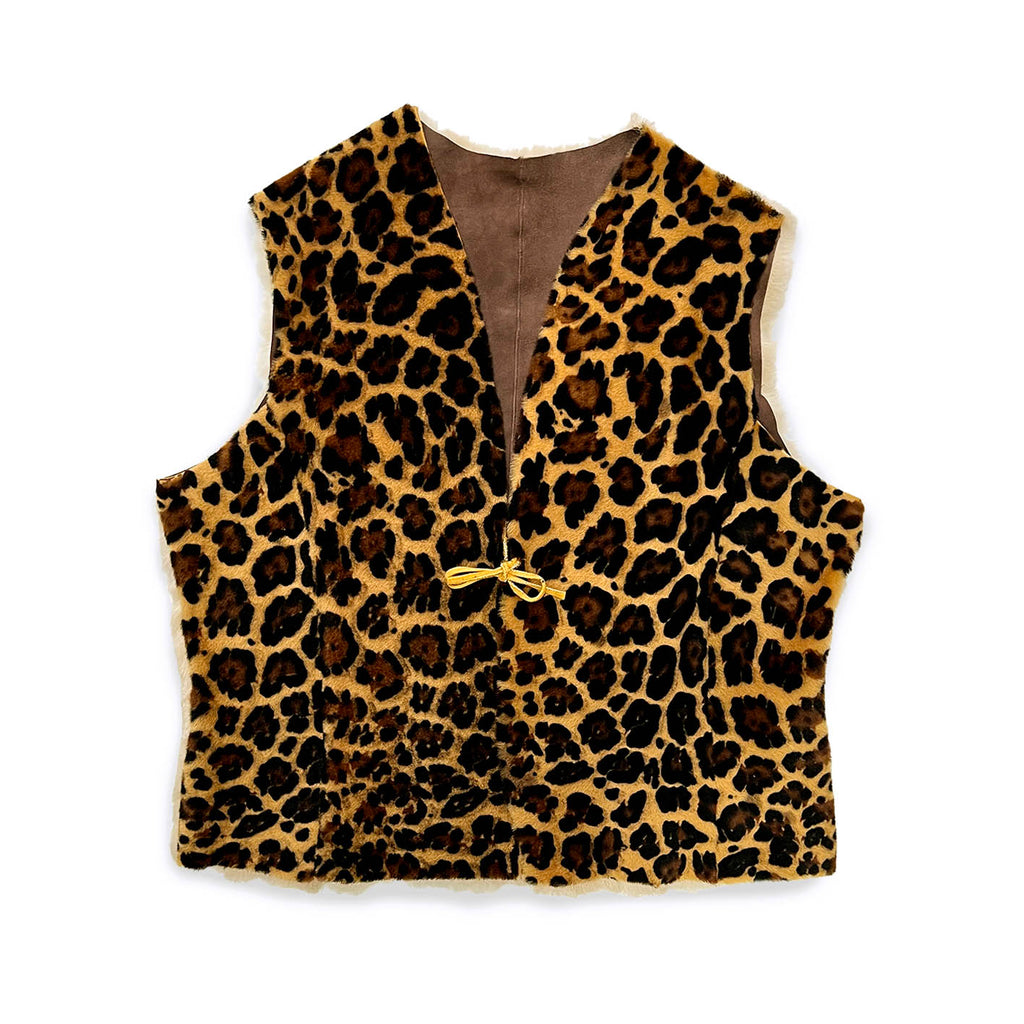 TAIGA Sheepskin Waistcoat - Gold Leopard / Natural