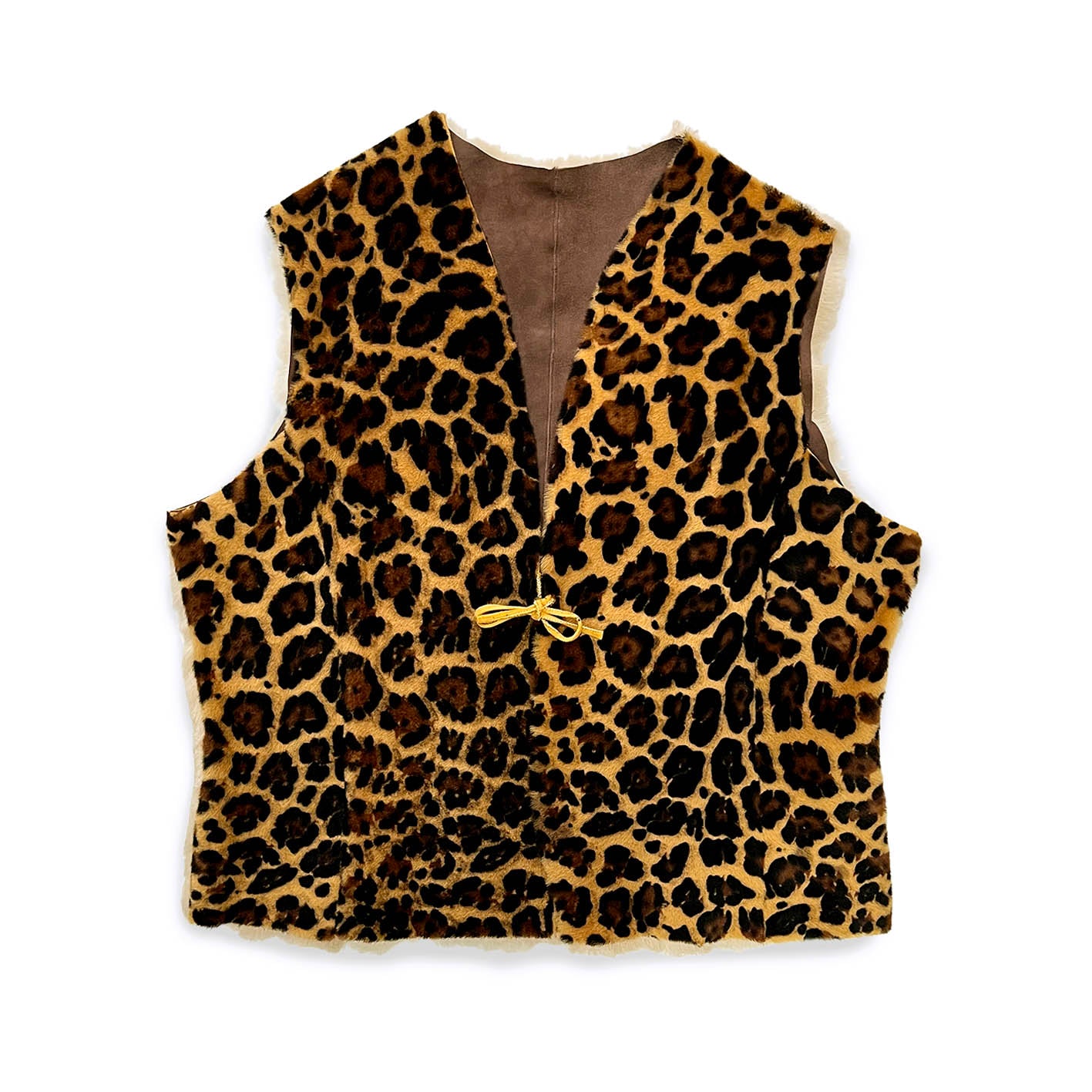 TAIGA Sheepskin Waistcoat - Gold Leopard / Natural