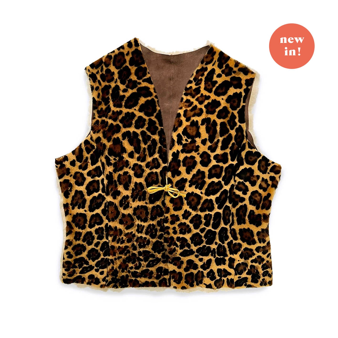 TAIGA Sheepskin Waistcoat - Gold Leopard / Natural