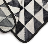 TRIANGLE Patchwork Sheepskin Throw / Slate + Pearl Grey