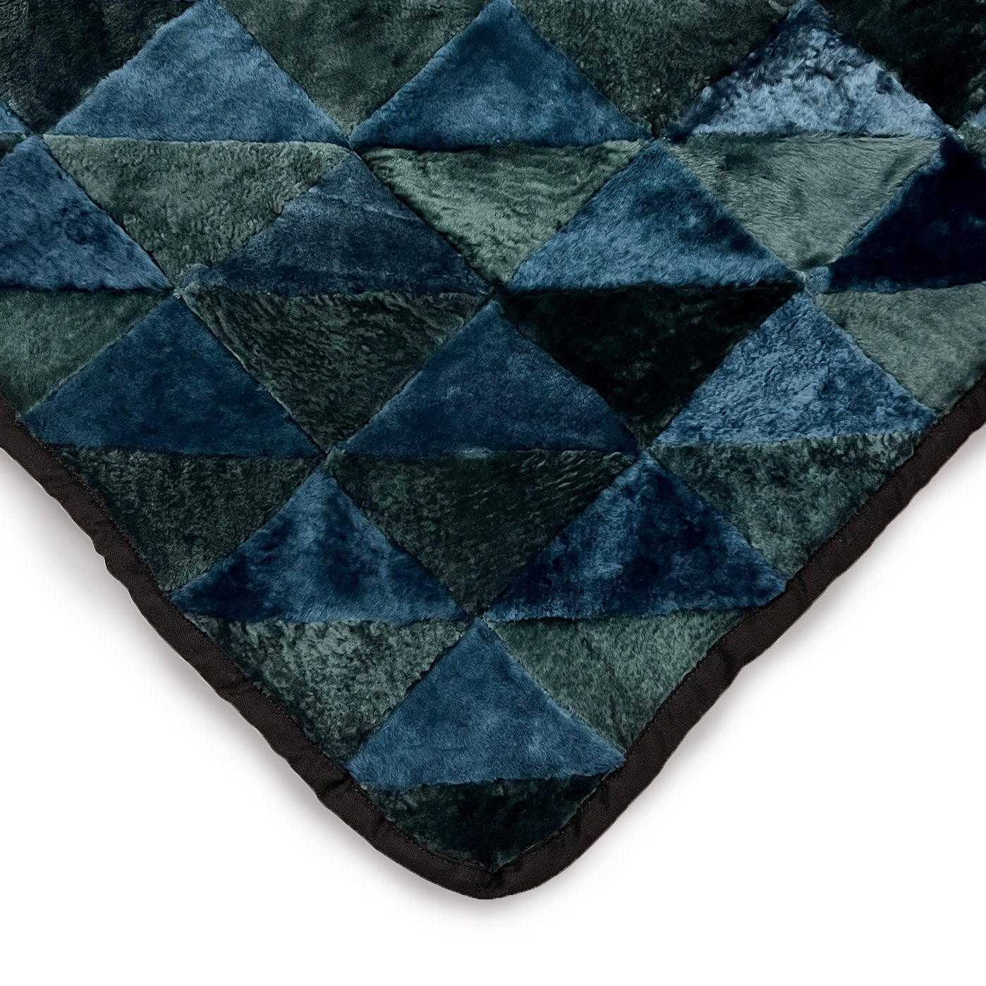 TRIANGLE Patchwork Sheepskin Throw / Teal + Dark Teal B