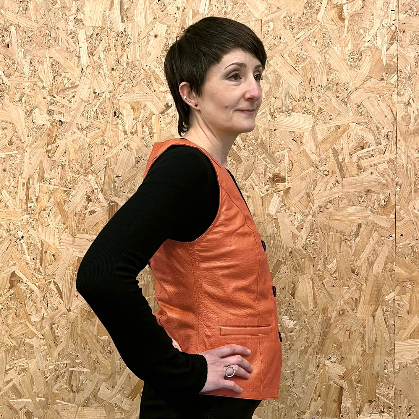 JEPKE Leather Waistcoat / Tangerine Sheen