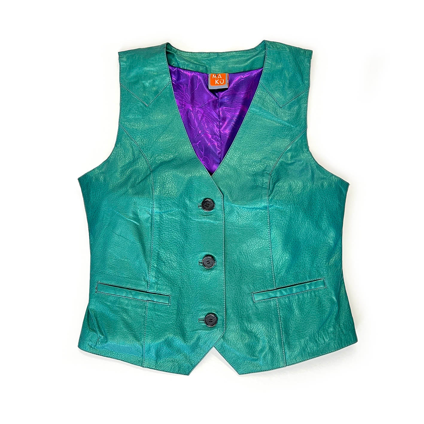 JEPKE Leather Waistcoat / Teal Sheen