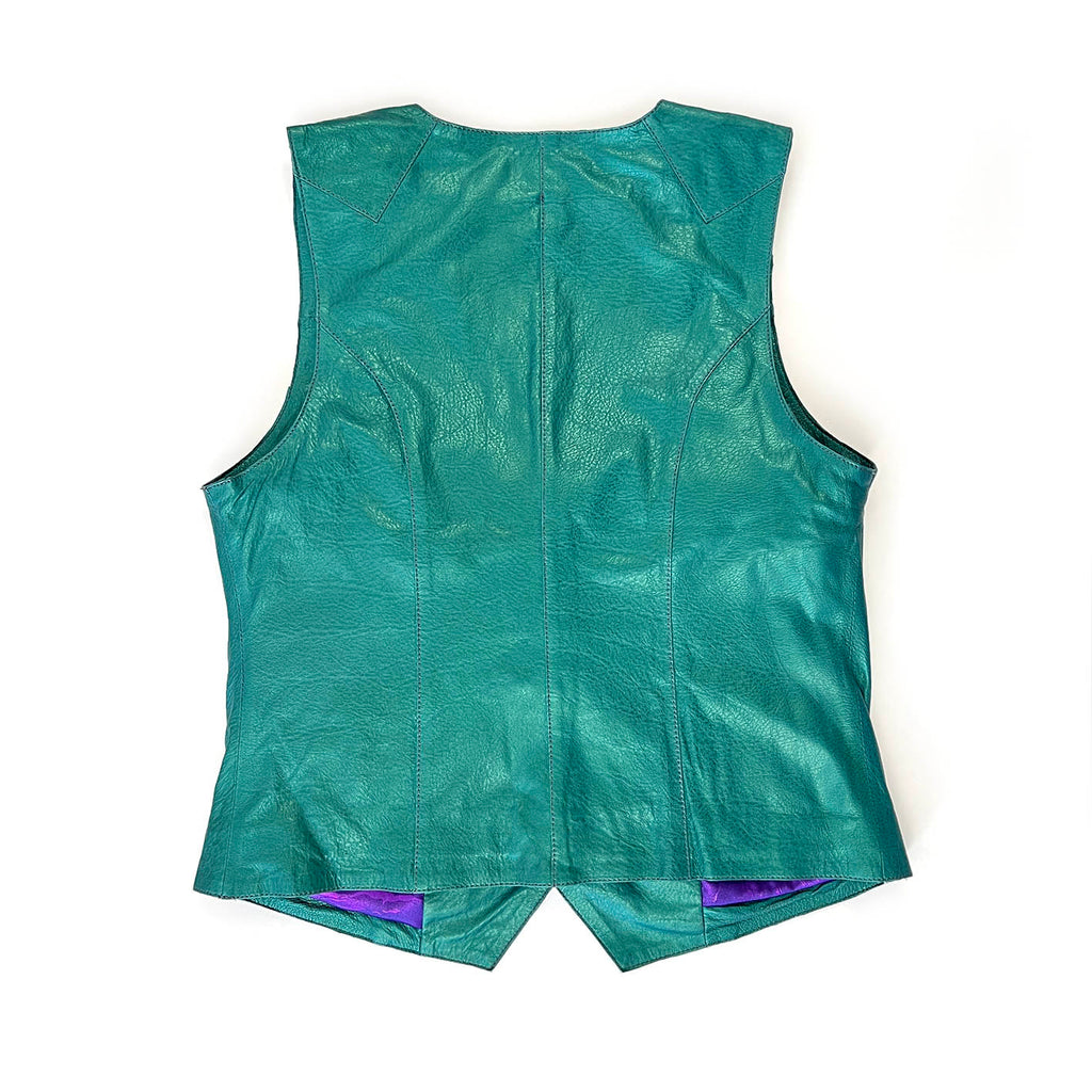 JEPKE Leather Waistcoat / Teal Sheen