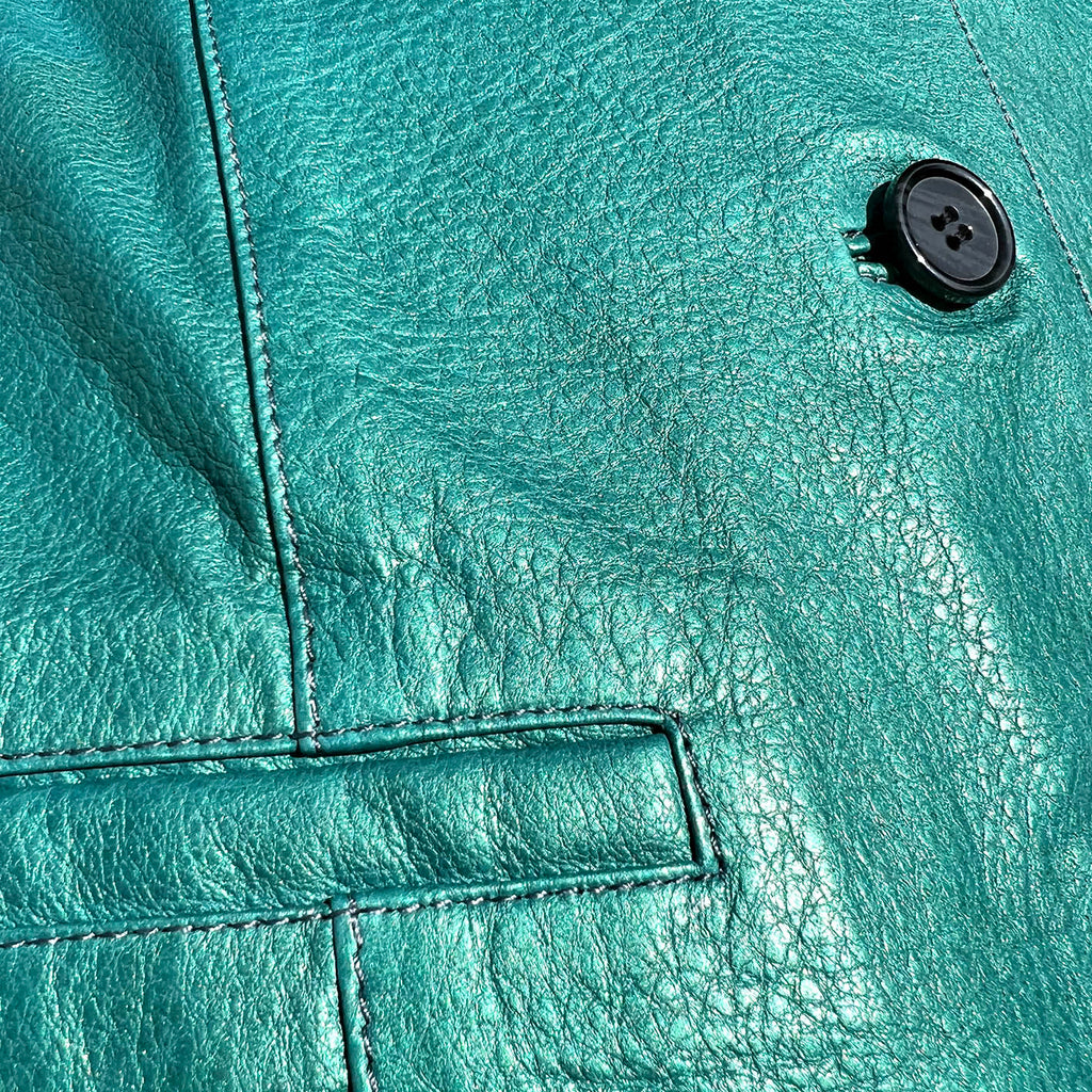 JEPKE Leather Waistcoat / Teal Sheen