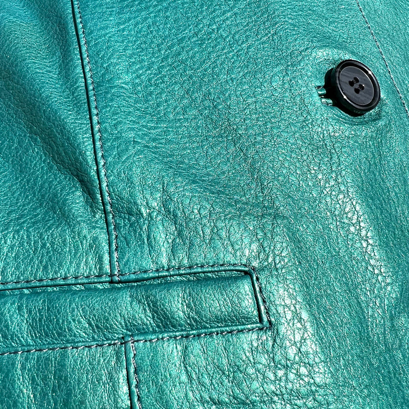 JEPKE Leather Waistcoat / Teal Sheen