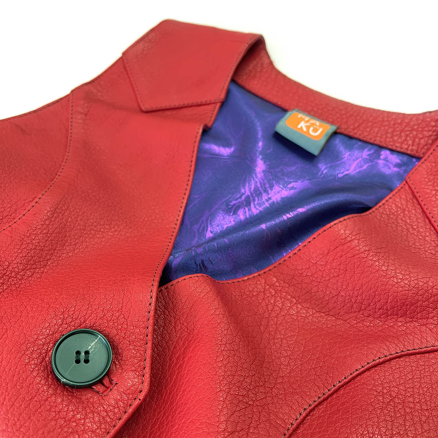 JEPKE Leather Waistcoat / Bright Red Grain