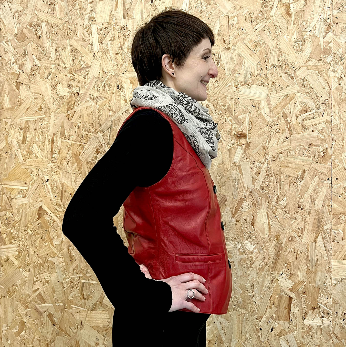 JEPKE Leather Waistcoat / Deep Red