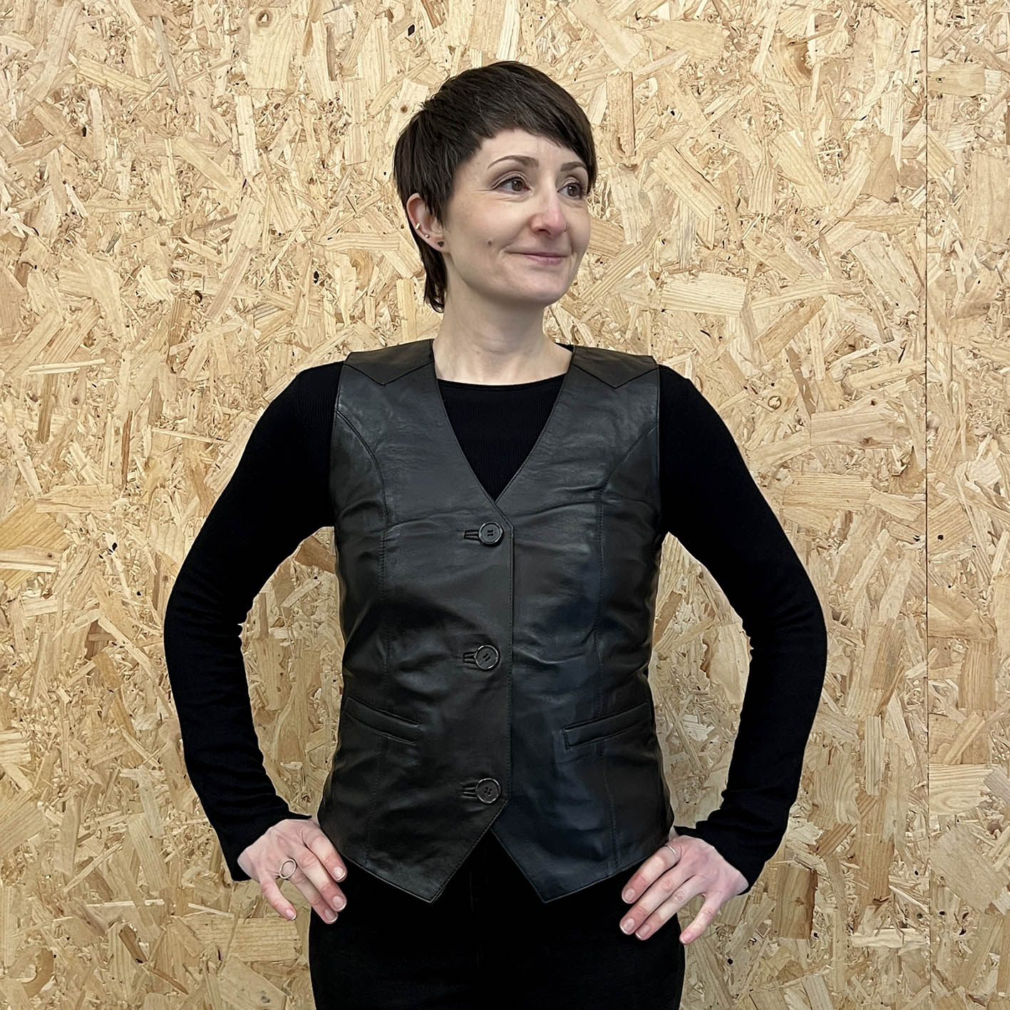 JEPKE Leather Waistcoat / Black