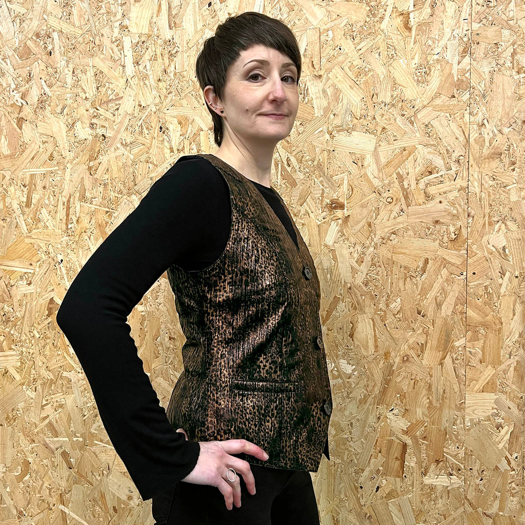 JEPKE Leather Waistcoat / Black Leopard