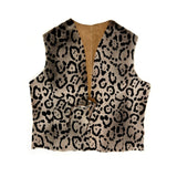 TAIGA Sheepskin Waistcoat - Cappuccino + Black Animal Print / Natural