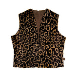 TAIGA Sheepskin Waistcoat - Cocoa + Brown Animal Print / Variegated Dark Brown