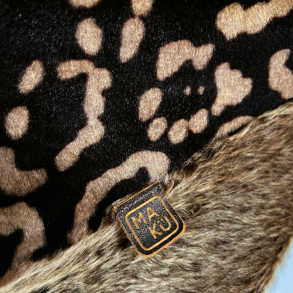 TAIGA Sheepskin Waistcoat - Cocoa + Brown Animal Print / Variegated Dark Brown