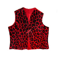 TAIGA Sheepskin Waistcoat - Red Leopard / Red