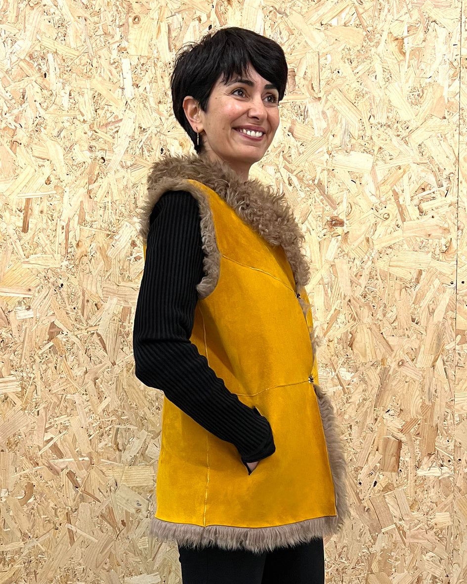 YELEK REVERSIBLE GILET /  MUSTARD + MOCHA