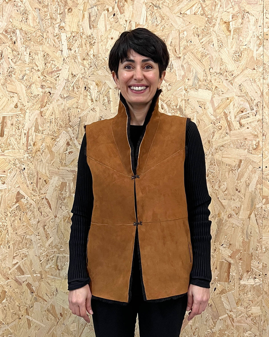 YELEK REVERSIBLE GILET / TAN + CHESTNUT