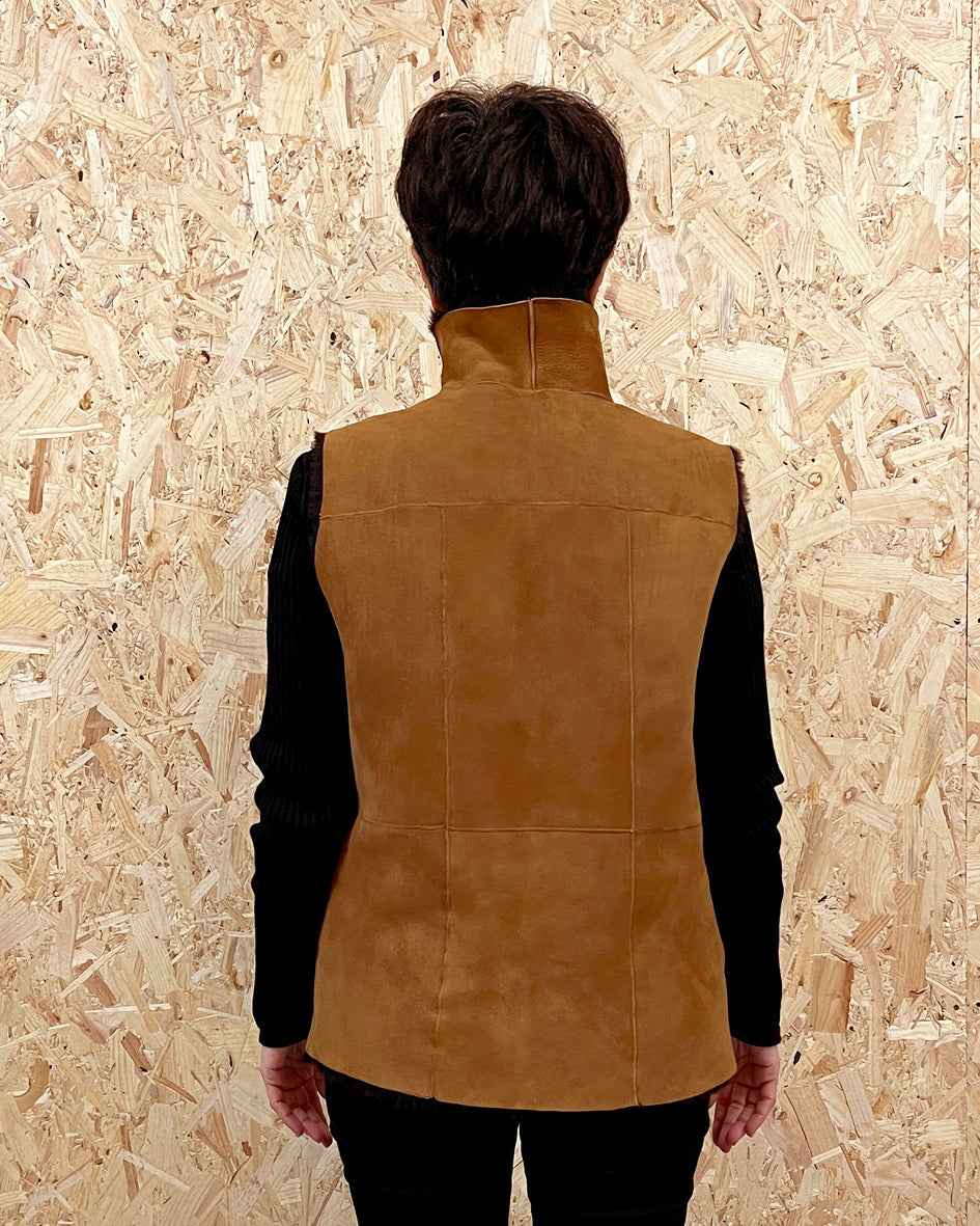 YELEK REVERSIBLE GILET / TAN + CHESTNUT