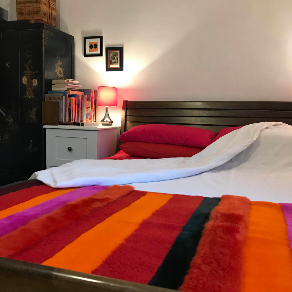 STRIPE RUNNER/THROW / ORANGE + RED + NATURAL