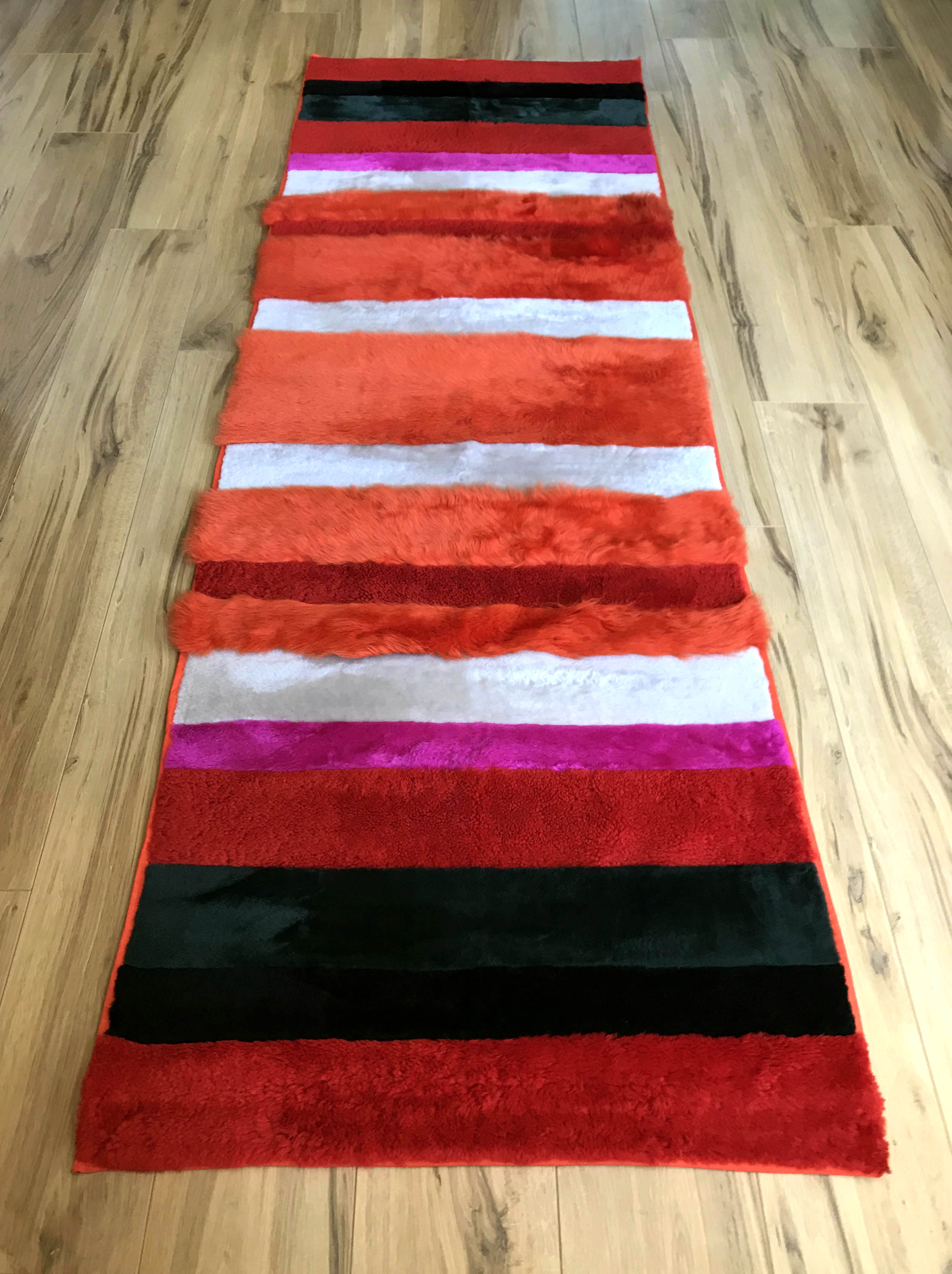STRIPE RUNNER/THROW / ORANGE + RED + NATURAL