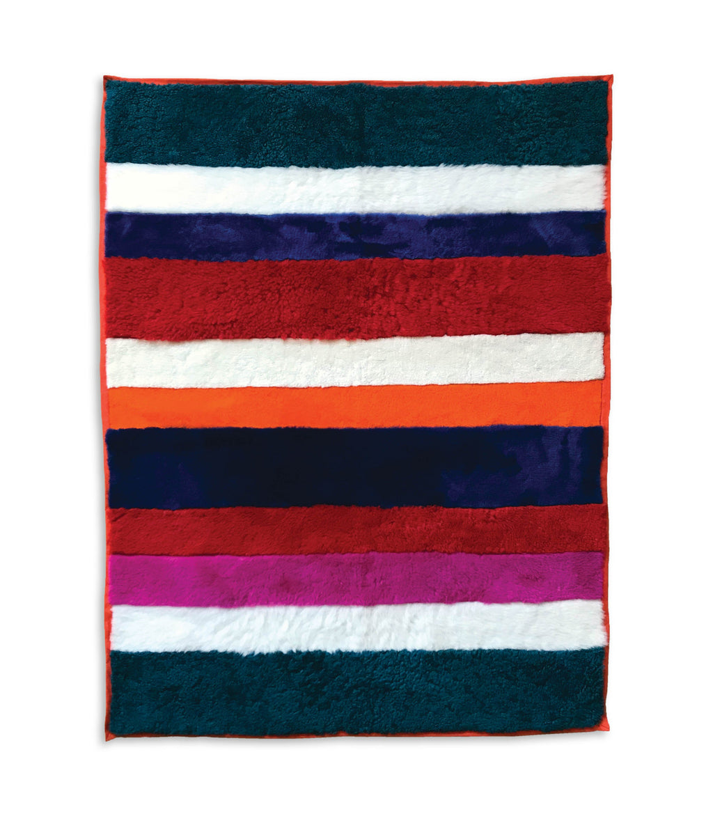 STRIPE THROW / RED + TEAL + NAVY + NATURAL