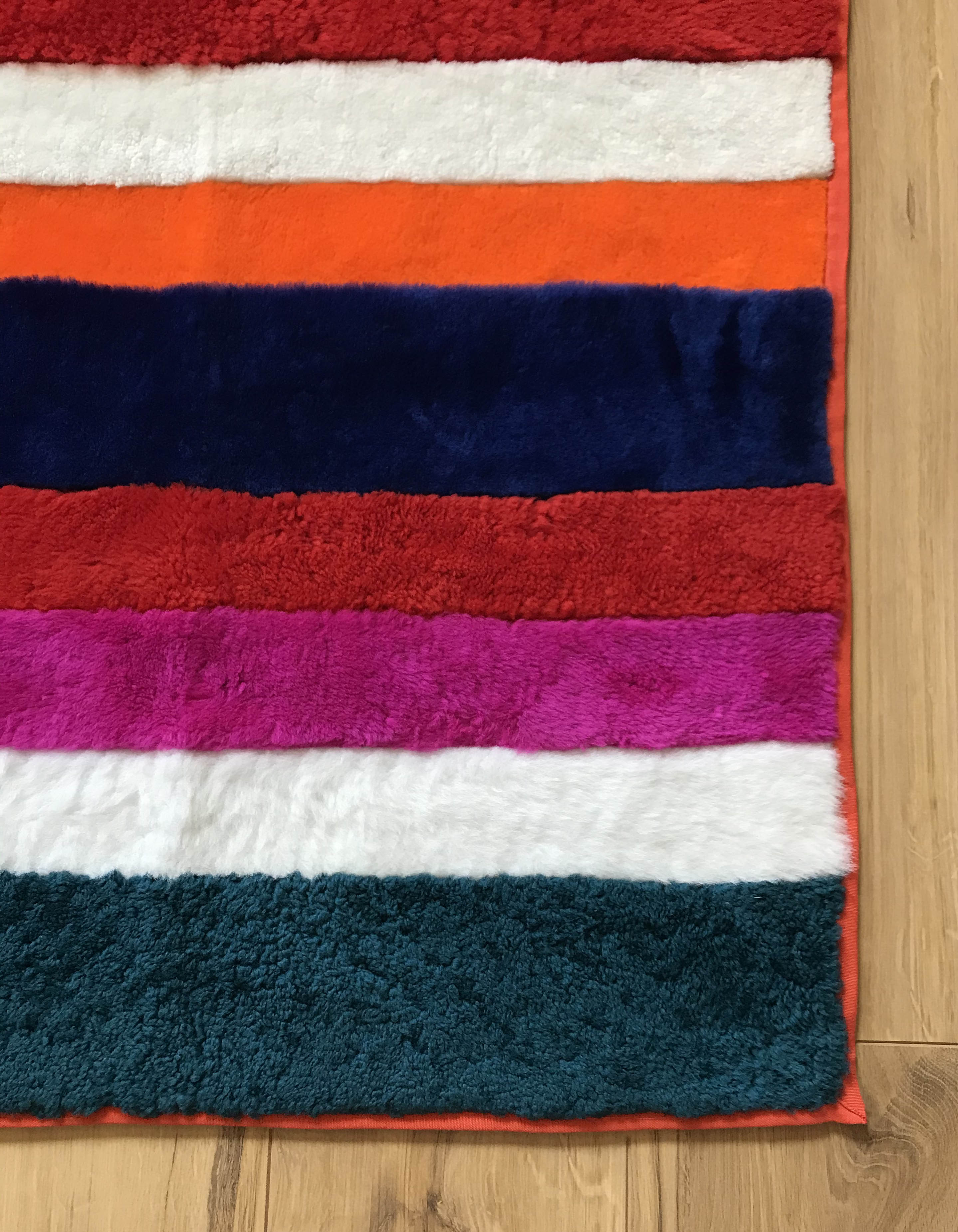 STRIPE THROW / RED + TEAL + NAVY + NATURAL