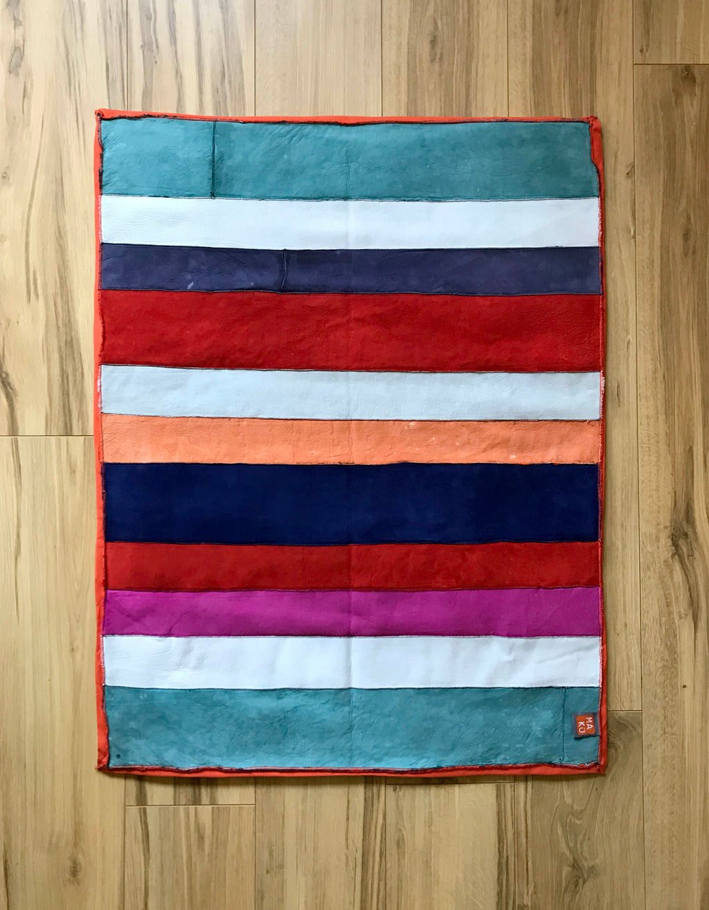 STRIPE THROW / RED + TEAL + NAVY + NATURAL