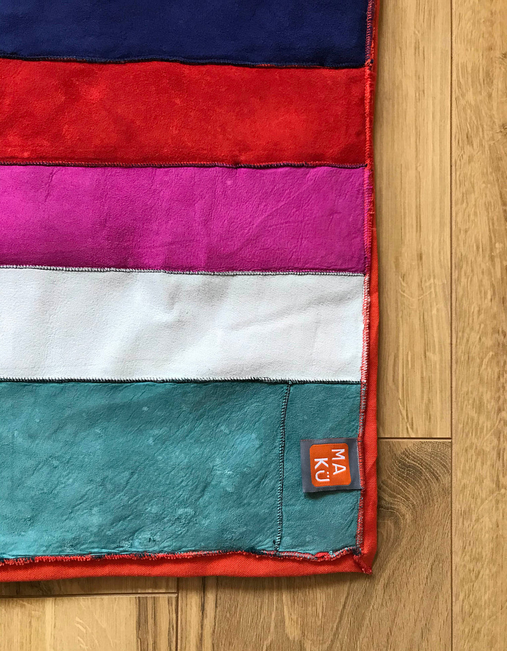 STRIPE THROW / RED + TEAL + NAVY + NATURAL